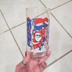 Vintage Santa Claus Pepsi Glass Christmas Winter
